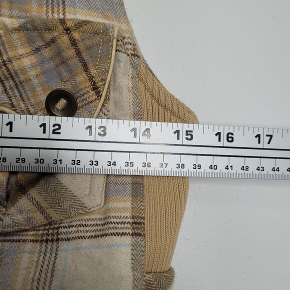 Y2k tan plaid zip front preppy pockets emo form fitting vest size medium - Picture 5 of 8